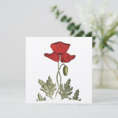 Roter Mohn Dankeskarte (Stehend Vorderseite)