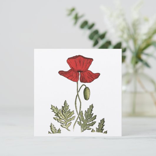 Roter Mohn Dankeskarte (Stehend Vorderseite)