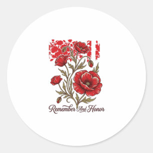 Roter Mohn Erinnern Und Ehren Vintage Gedenk Shirt Runder Aufkleber