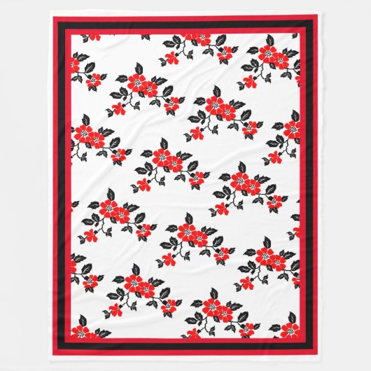 Roter Mohn-Fleece Thun mit roter Schwarz und Weiß Fleecedecke (Vorderseite)