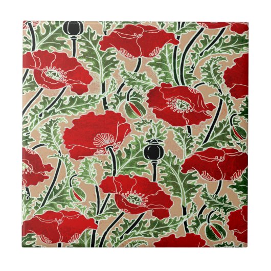 Roter Mohn Fliese (Vorderseite)