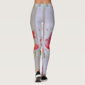 Roter Mohn Floral Wasserfarben Leggings (Rückseite)