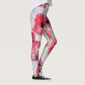 Roter Mohn Floral Wasserfarben Leggings (Rechts)