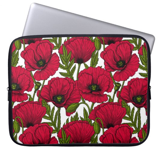 Roter Mohn Garten 2 Laptopschutzhülle (Vorderseite)