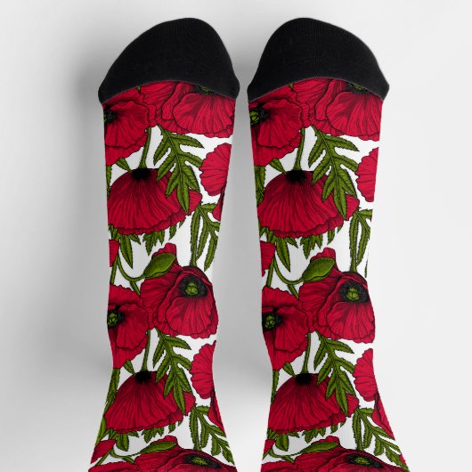 Roter Mohn Garten 2 Socken (Oben)