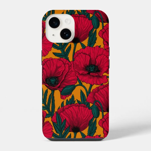 Roter Mohn-Garten iPhone Hülle (Rückseite)