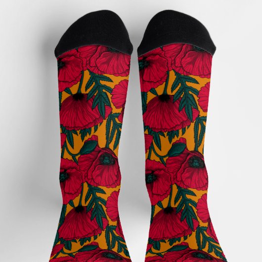 Roter Mohn-Garten Socken (Oben)