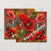 Roter Mohn Geburtstagskarte (Vorne/Hinten)