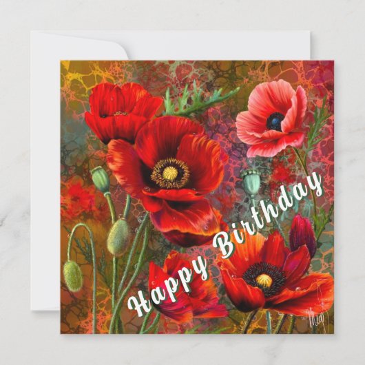 Roter Mohn Geburtstagskarte (Vorderseite)