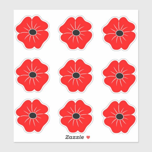 Roter Mohn-Gedenktag Aufkleber (Blatt)