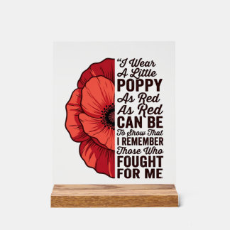 Roter Mohn Gedenkzitat Vektor-Shirt-Design_1 Acrylschild