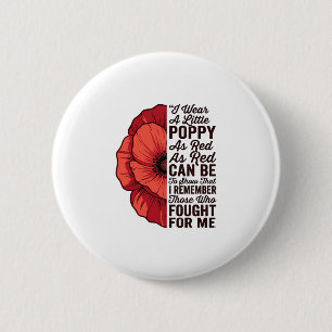 Roter Mohn Gedenkzitat Vektor-Shirt-Design_1 Button
