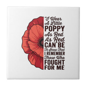 Roter Mohn Gedenkzitat Vektor-Shirt-Design_1 Fliese