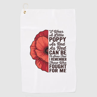 Roter Mohn Gedenkzitat Vektor-Shirt-Design_1 Golfhandtuch