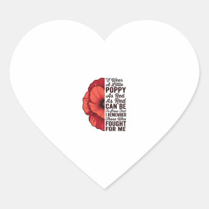 Roter Mohn Gedenkzitat Vektor-Shirt-Design_1 Herz-Aufkleber