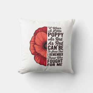 Roter Mohn Gedenkzitat Vektor-Shirt-Design_1 Kissen