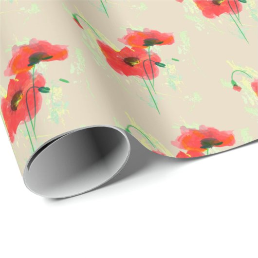 Roter Mohn Geschenkpapier (Rolleneckpunkt)