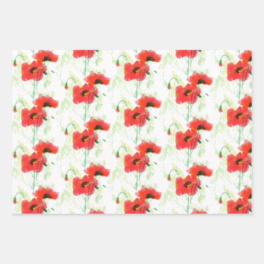 Roter Mohn Geschenkpapier Set (Vorderseite 2)