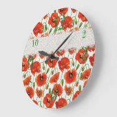 Roter Mohn Große Wanduhr (Winkel)