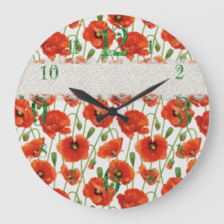 Roter Mohn Große Wanduhr