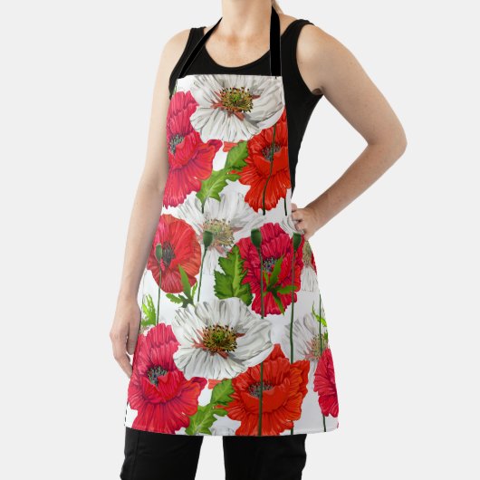 Roter Mohn Hübsch Moderne Blumenmuster Elegantes M Schürze (InSitu)
