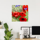 Roter Mohn, Hütte Garden Foto Poster (Heimbüro)