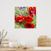 Roter Mohn, Hütte Garden Foto Poster (Küche)