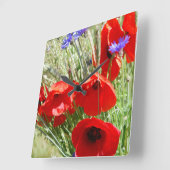 Roter Mohn, Hütte Garden Foto Quadratische Wanduhr (Winkel)