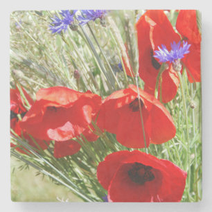 Roter Mohn, Hütte Garden Foto Steinuntersetzer