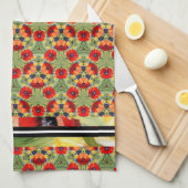 Roter Mohn im Mix, passend gemalt Geschirrtuch (Viertel Falte)