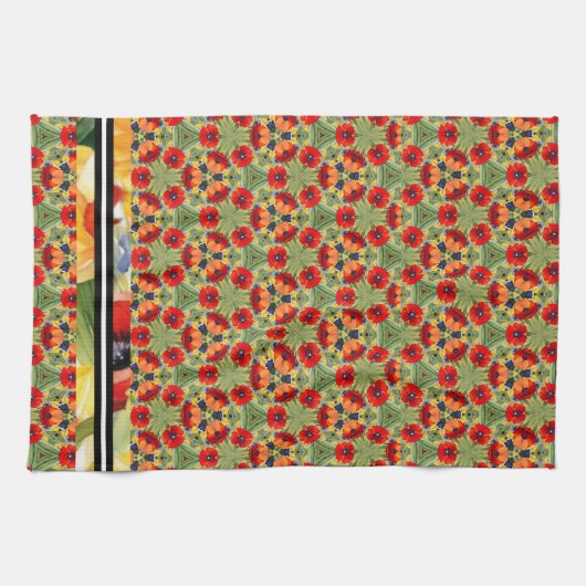 Roter Mohn im Mix, passend gemalt Geschirrtuch (Horizontal)
