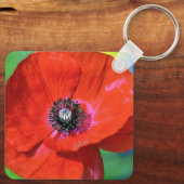 Roter Mohn im Sonnenschein-Schlüsselanhänger Schlüsselanhänger (Rückseite)