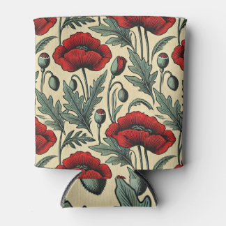 Roter Mohn im Vintage-Stil Muster Dosenkühler