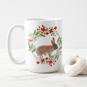 Roter Mohn-Kranz mit Hase / Frühlingsstil Kaffeetasse