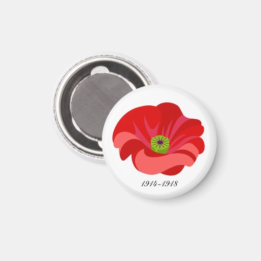 Roter Mohn Magnet (Vorderseite/Rückseite)