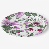 Roter Mohn mit roten Blume aus Bordeaux Pappteller (Schrägansicht)