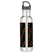 Roter Mohn mit schwarzem Wildblumen Edelstahlflasche (Rückseite)