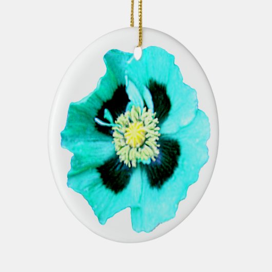 Roter Mohn, runder Weiß Keramikornament (Rechts)