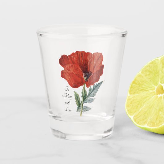 Roter Mohn Schnapsglas (Vorderseite)