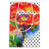 Roter Mohn - schwarz-weiße Polka-Punkte Mittlere Geschenktüte (Rückseite)