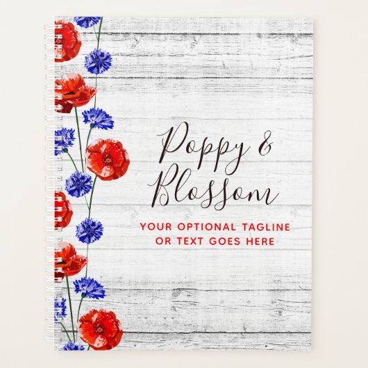 Roter Mohn und Kornblume Rustikale Boutique aus Ho Planer (Vorderseite)