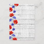 Roter Mohn und Kornblume Rustikale Details / Richt Begleitkarte (Rückseite)