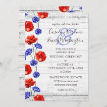 Roter Mohn und Kornblume Rustikale Hochzeit aus Ho