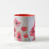 Roter Mohn Wasserfarbenmalerei Tasse (Zentrum)