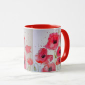 Roter Mohn Wasserfarbenmalerei Tasse (VorderseiteRechts)