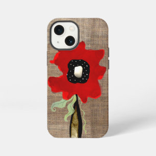 Roter Mohn yute Bio-Braun Gingham Rupydetequila iPhone 13 Mini Hülle