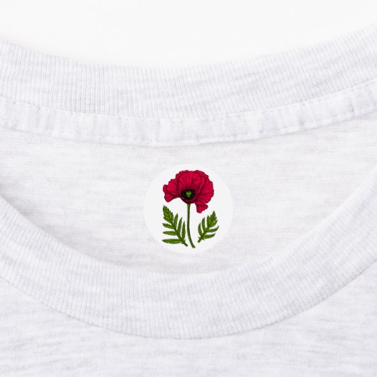 Roter Mohn zeichnend 3 Etiketten (Befestigt)