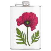 Roter Mohn zeichnend 3 Flachmann (Vorderseite)