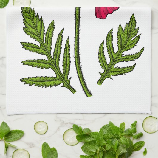 Roter Mohn zeichnend 3 Geschirrtuch (Gefaltet)