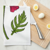 Roter Mohn zeichnend 3 Geschirrtuch (Viertel Falte)